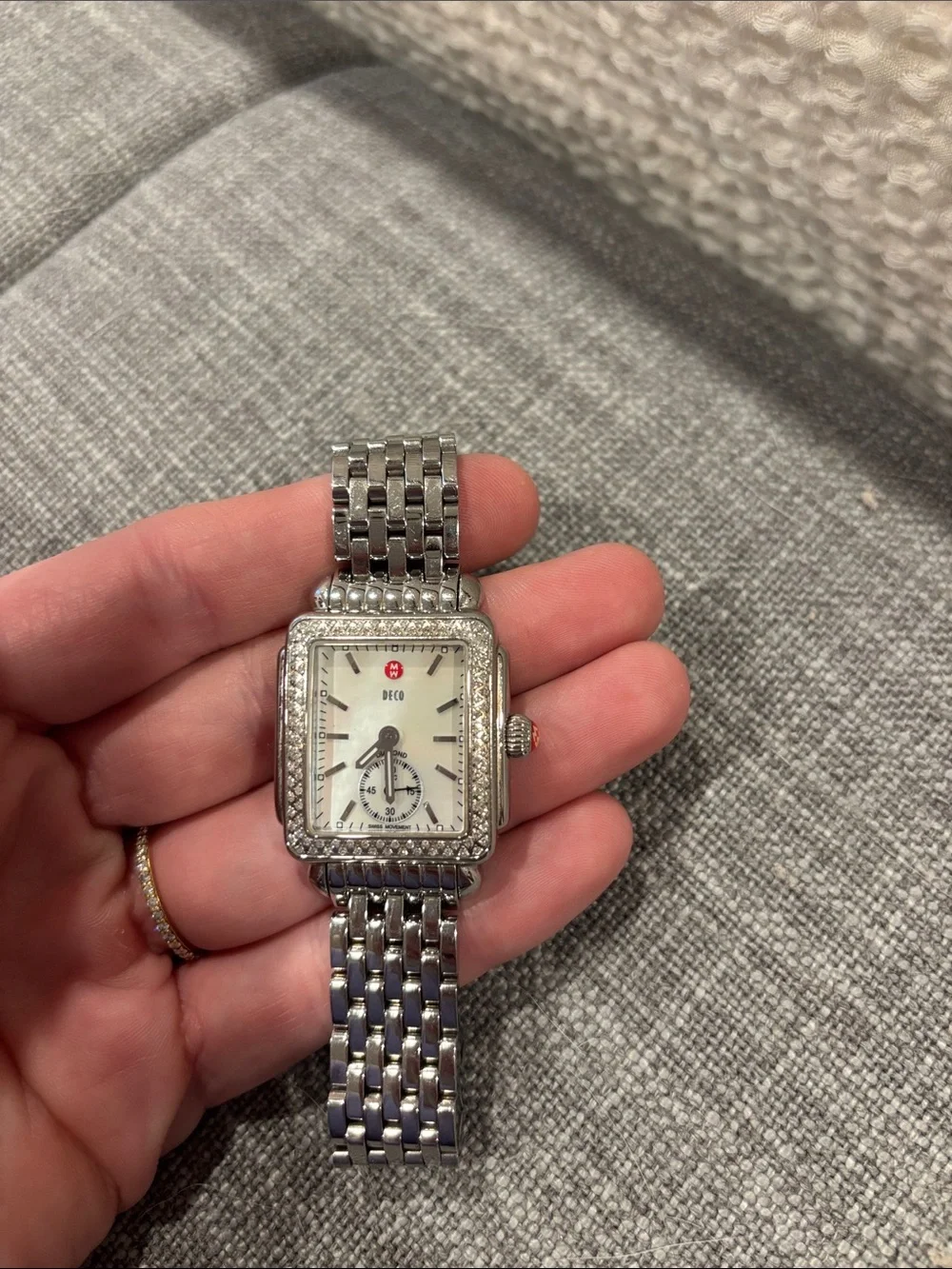 Michele Deco Stainless Diamond Watch
